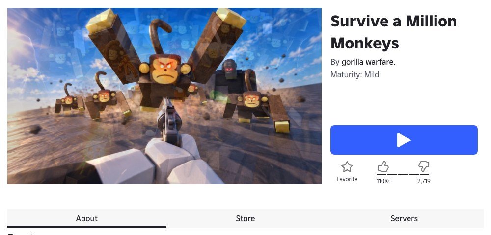 Survive a Million Monkeys game page on Roblox