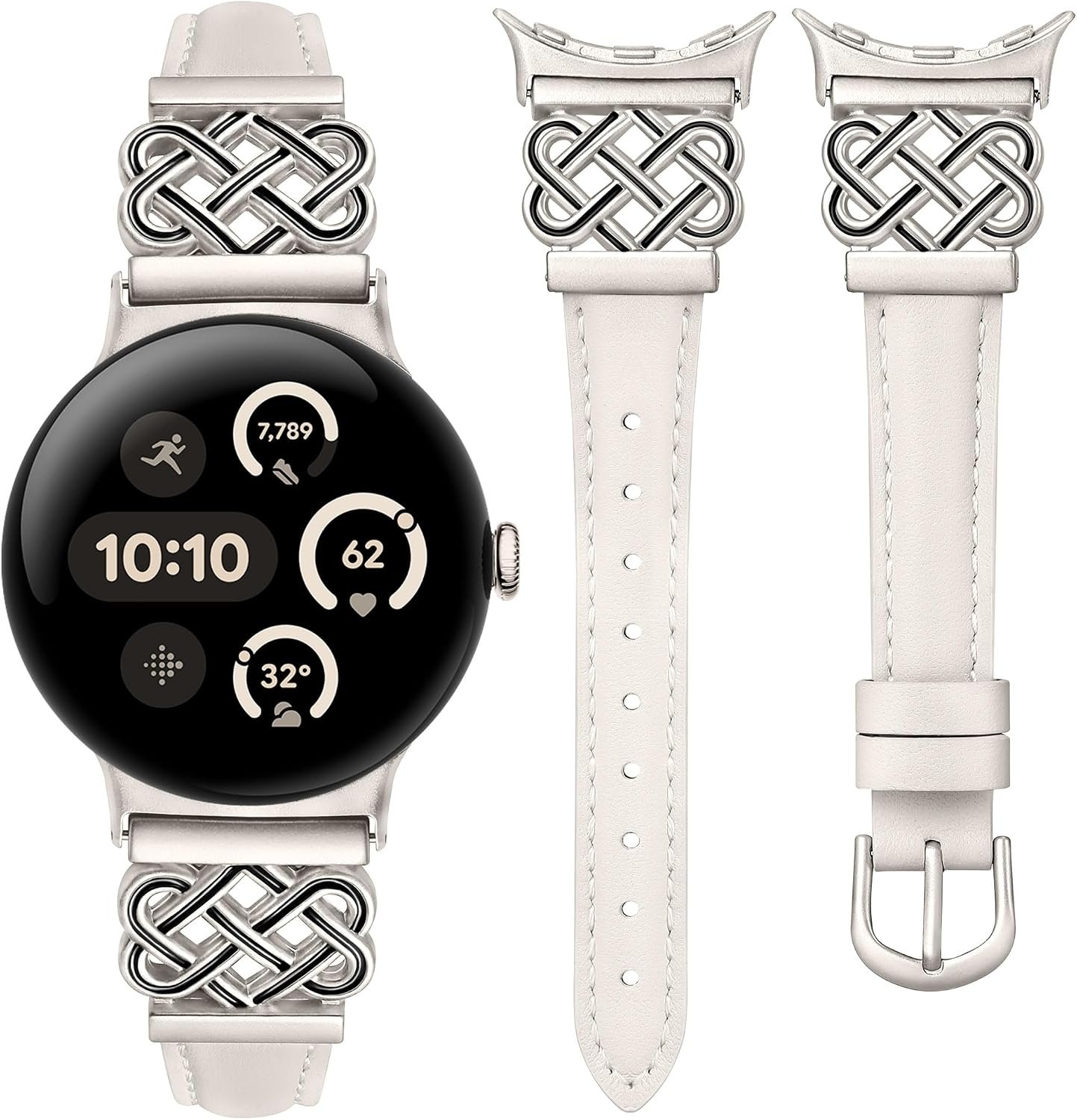 TOYOUTHS slim top-grain leather band with an interlock metal buckle for the Pixel Watch 5