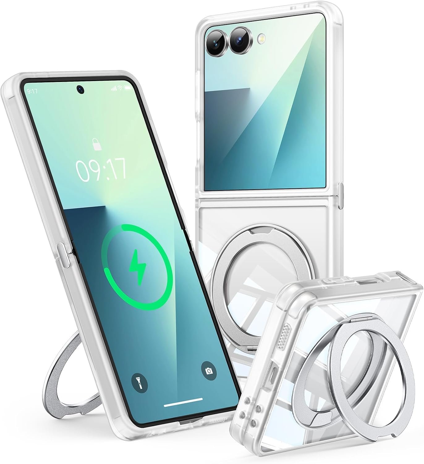 WASTROYAL transparent case with 360 degree spin magnetic stand for the Galaxy Z Flip 7