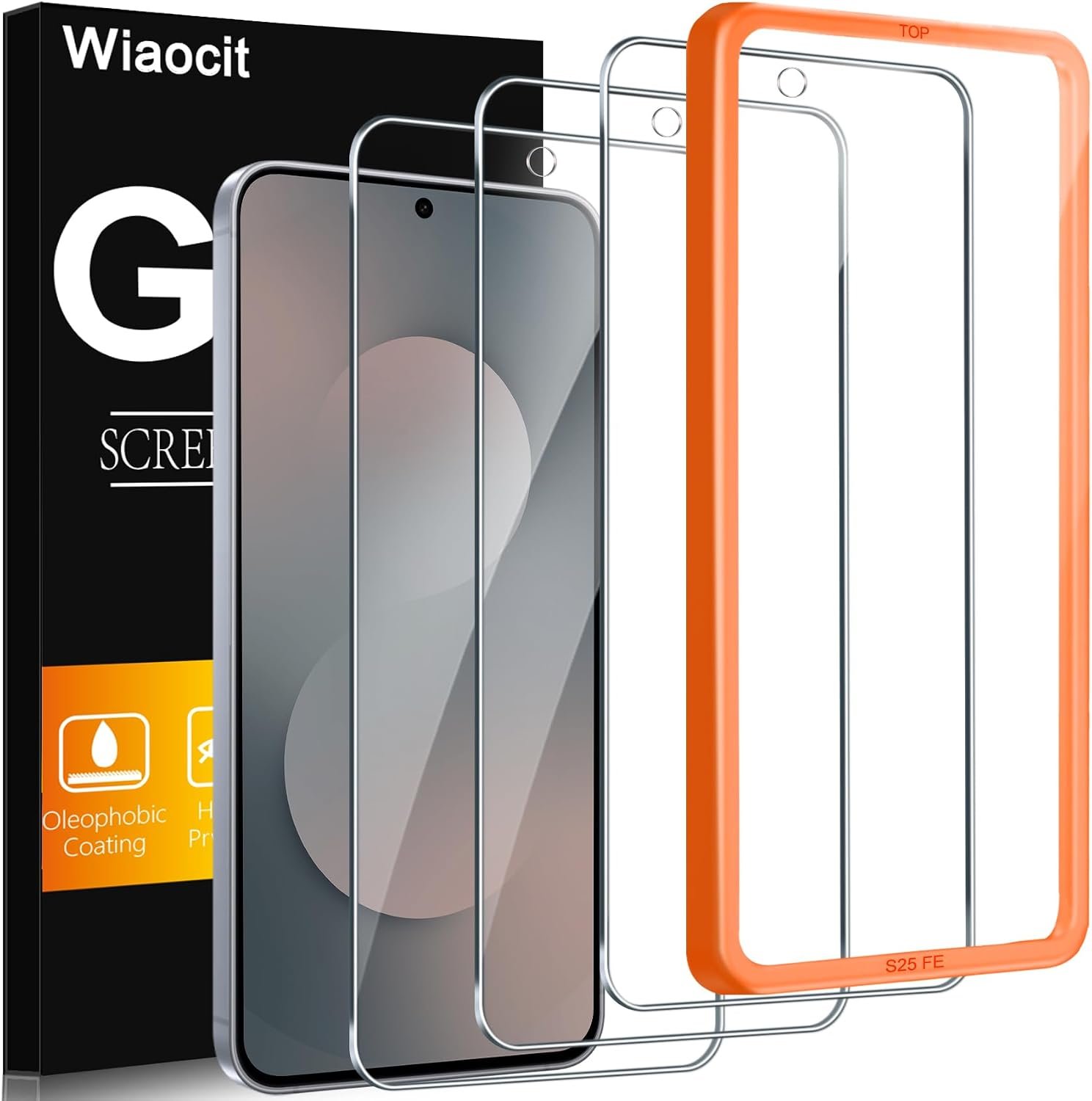 Wiaocit three pack tempered glass screen protector for the Samsung Galaxy S25 FE